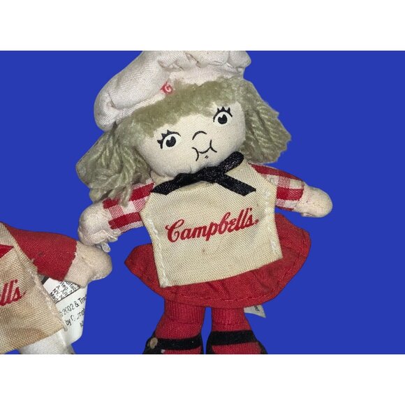 Collectable Campbell's Soup Kids Plush Girl & Boy Chef 4” Stuffed Dolls Vintage - Picture 2 of 8